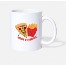 Best Friends Pizza And French Fries Funny Gift White Mugs